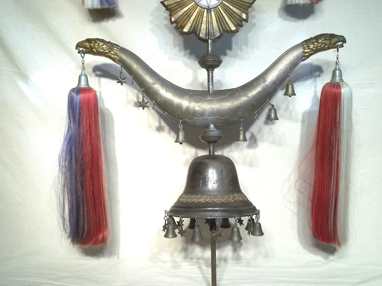 ANTIQUE 19th CENTURY FOLK ART ODDFELLOWS GRANGE HALL EAGLE HEAD BANNER