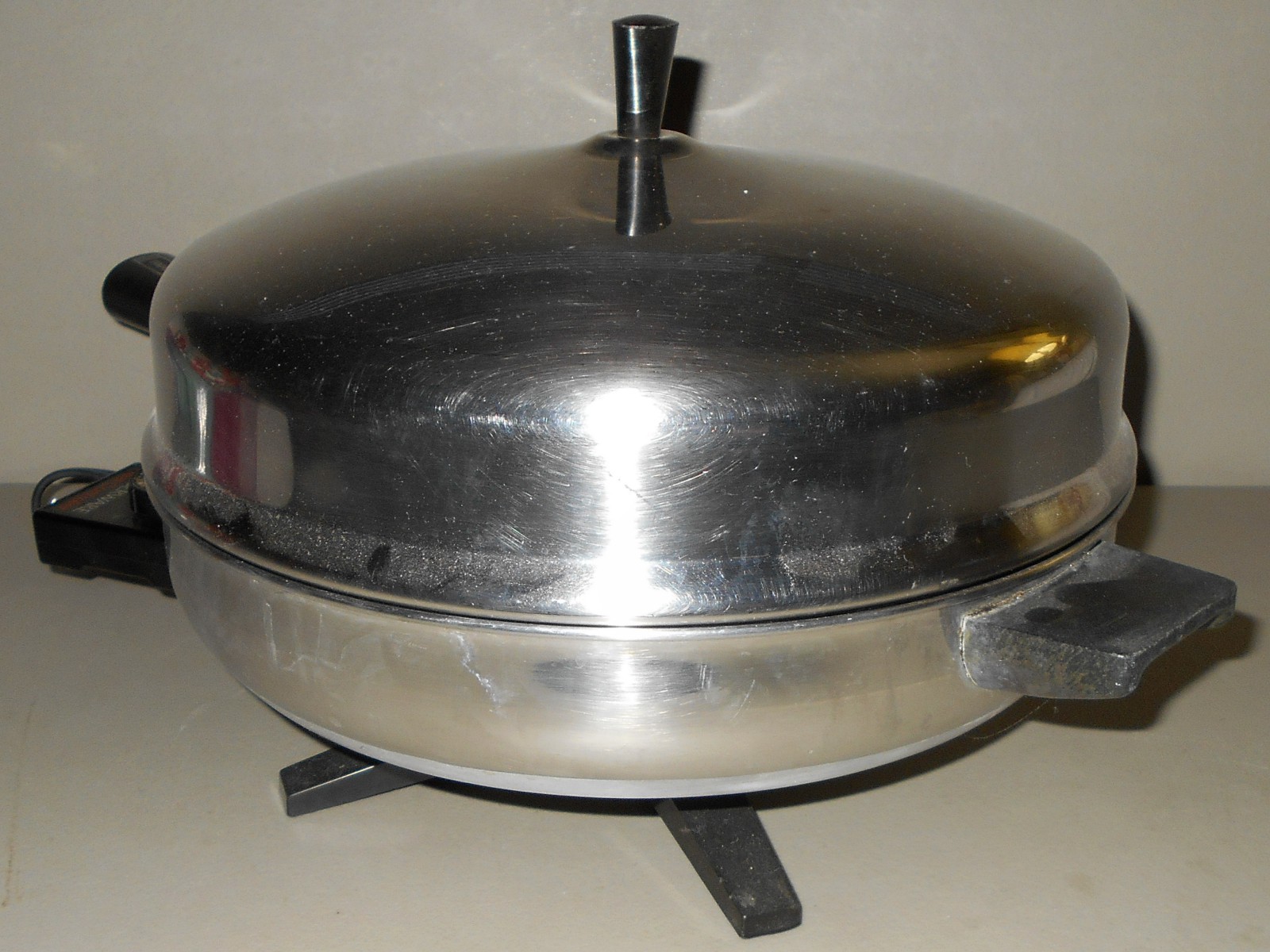 Farberware Electric Skillet 12 inch Fry Pan High Dome B3000 Stainless Steel Vtg
