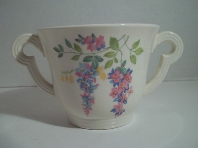 Vtg Edwin Knowles China Creamer Sugar Bowl Pink and Blue Flower KNO 1267 41-6