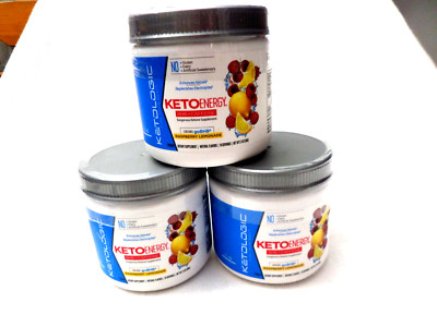 3- Keto Energy, BHB + Caffeine, Raspberry-Lemonade, 2.9 oz Each (85 g)