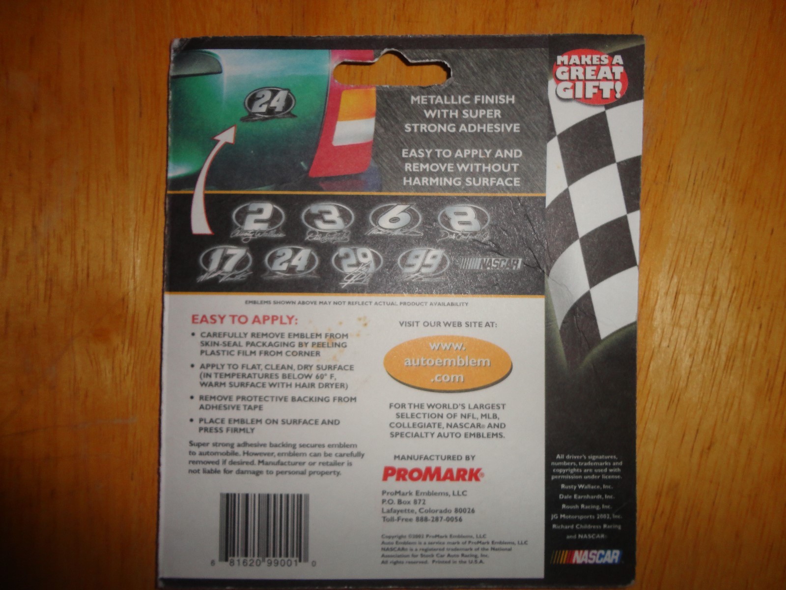 NIP AUTO EMBLEM NASCAR #20 TONY STEWART METALLIC FINISH