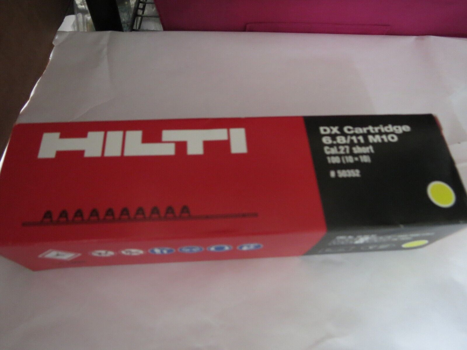 Hilti 50352 6,8/11 DX Cartridge - Yellow, Pack of 100 New Hilti 50352 6,8/11 DX Cartridge - Yellow, Pack of 100 New
