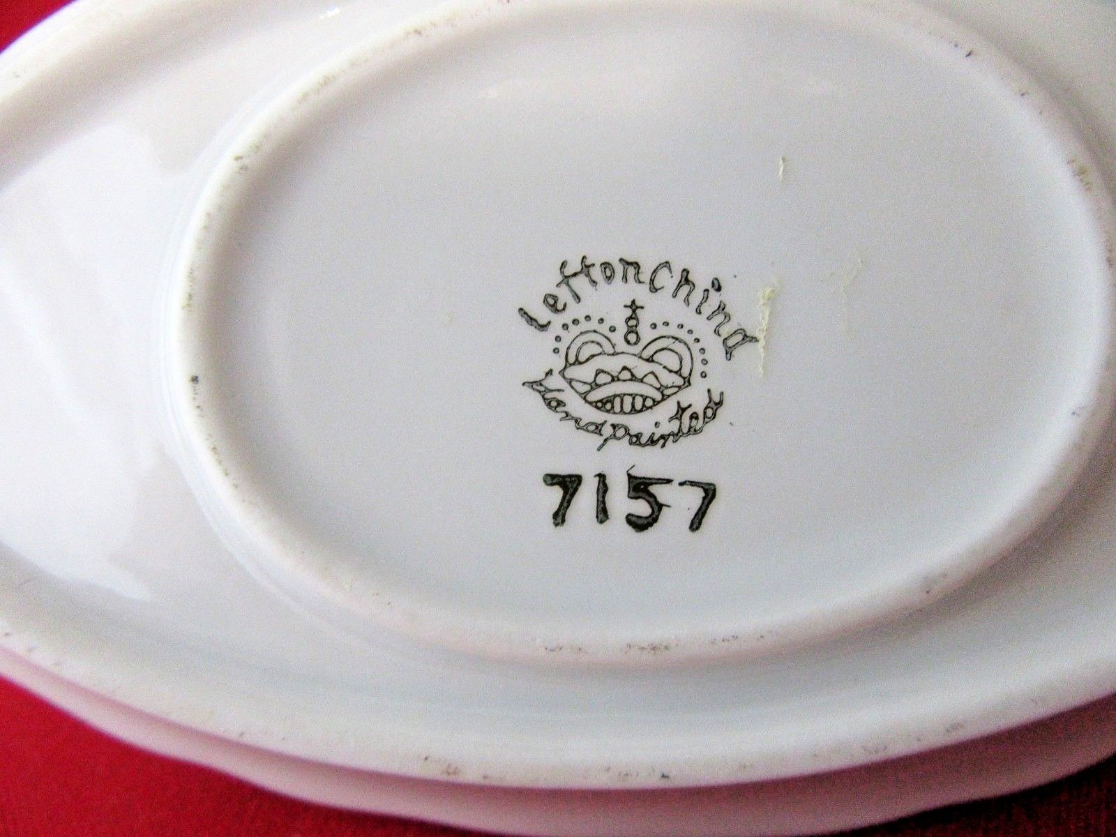 Lefton China #7157 Wildflower Hand Painted Sauce Bowl Attached Underplate & Lid