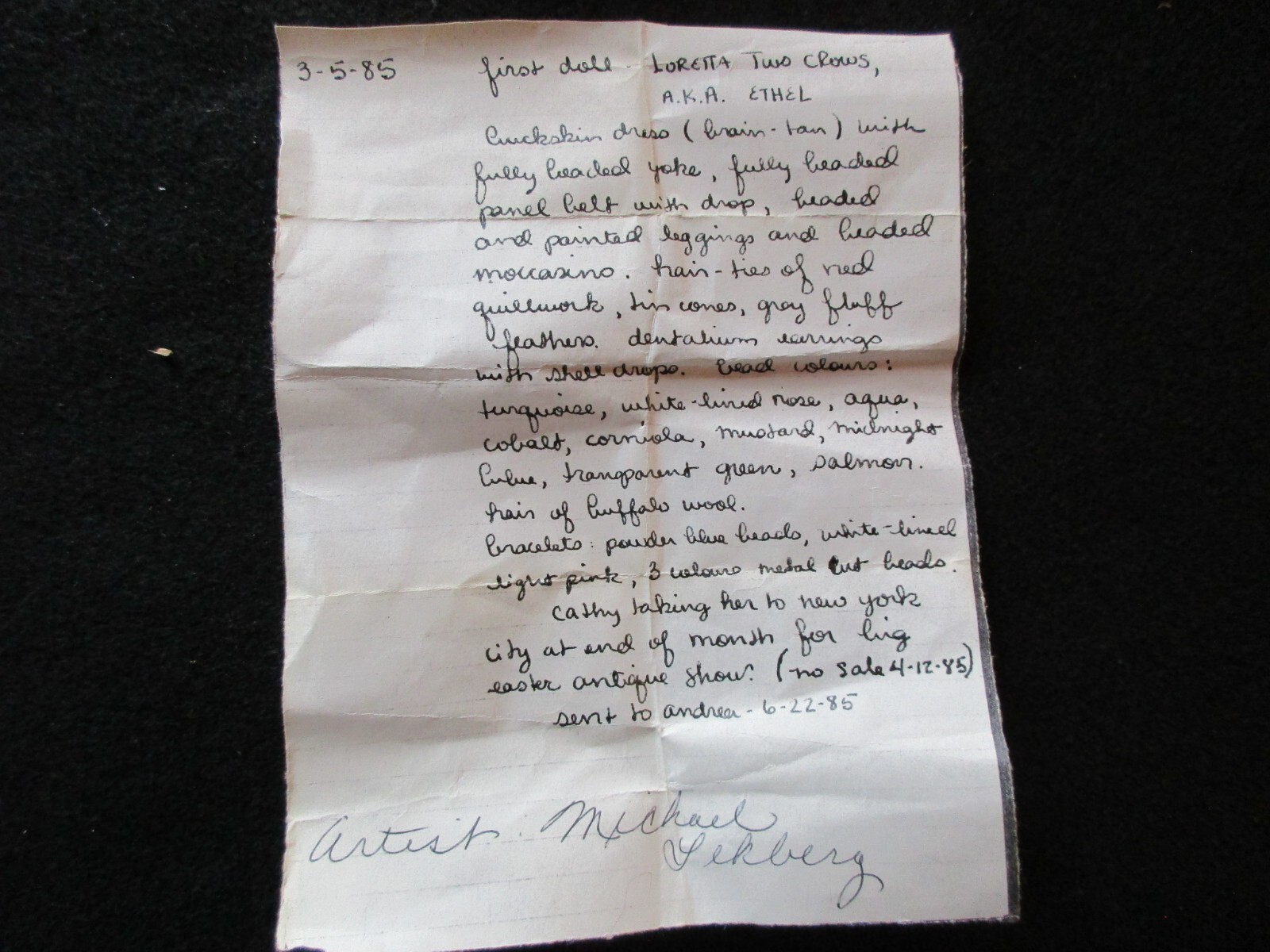 NATIVE AMERICAN BEADED LEATHER DOLL, SOUTH DAKOTA COLLECTOR  SD-0224*08220