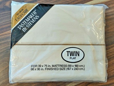NEW VINTAGE TASTEMAKER BY STEVENS TWIN FLAT SHEET P-PUFF SOLIDS BONE