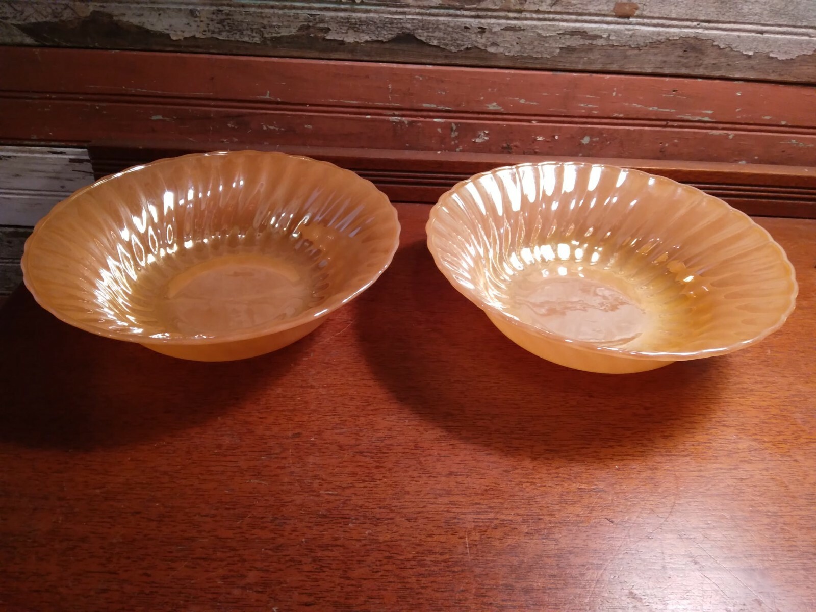 2 Vintage Anchor Hocking Fire King Copper Tint Iridescent