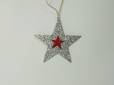 Adornos Navideños. Purpurina Plateada Estrella 5 puntas.
