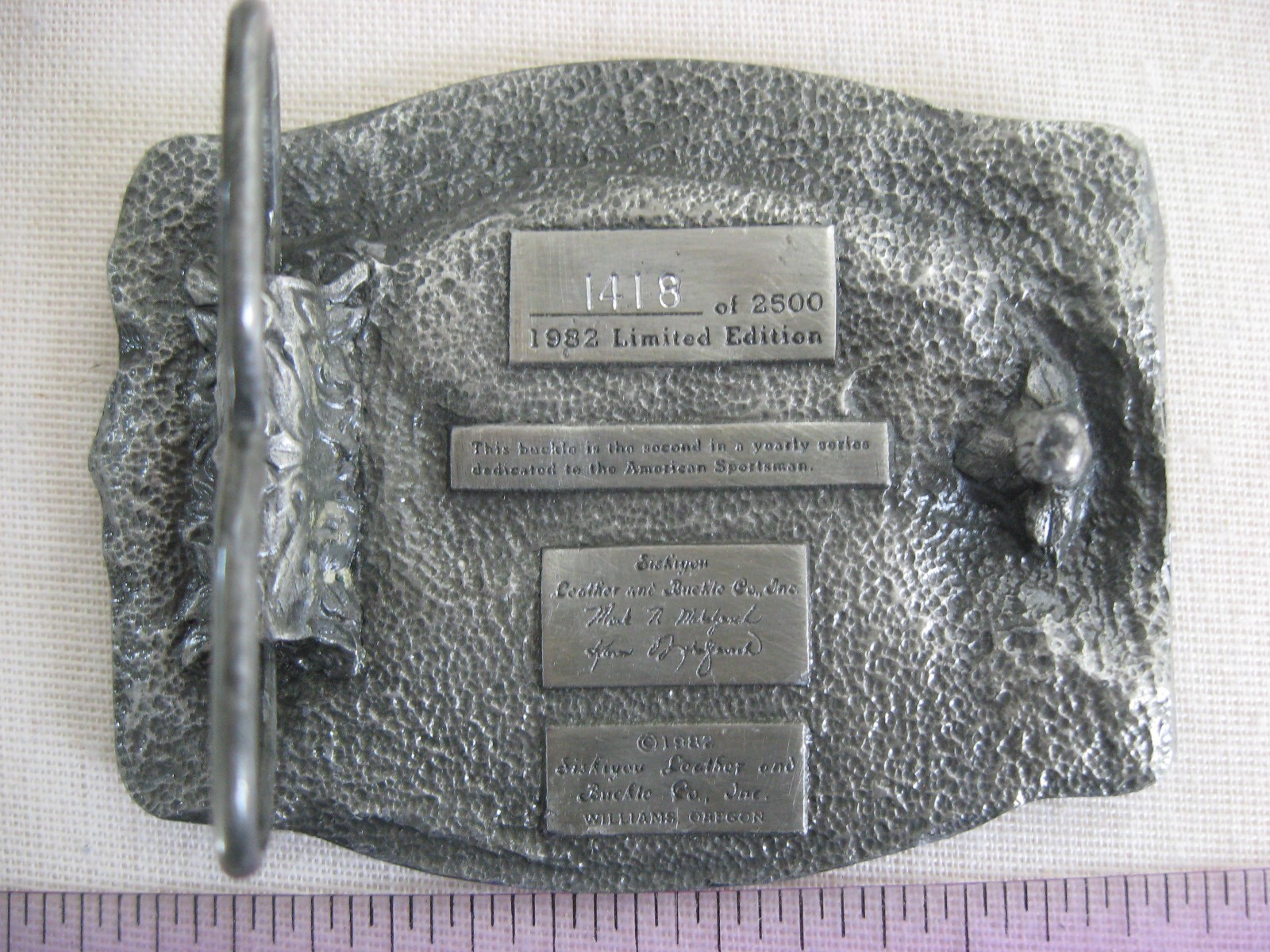 1982 Siskiyou Belt Buckle American Sportsman 1418/2500 Commemorative hunting