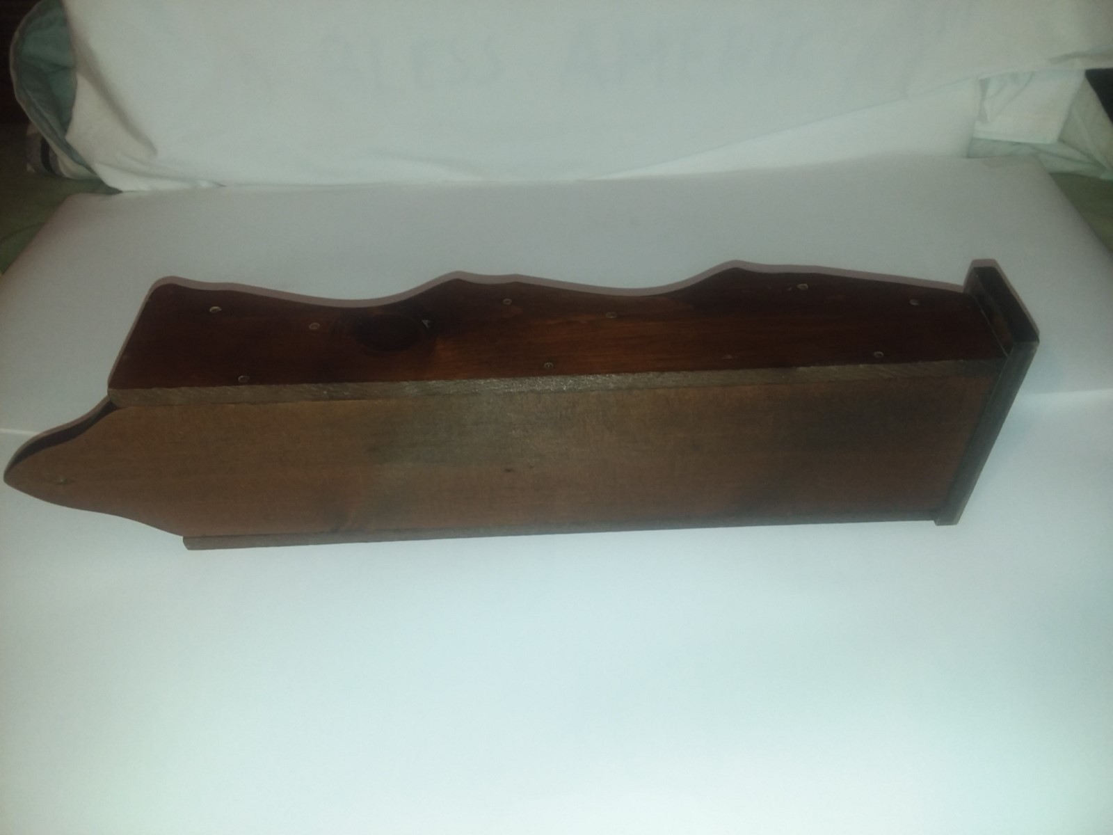 VTG 70's WOOD MAIL BOX BILL/LETTER WOODEN HOLDER RACK STAND WALL MOUNT 22