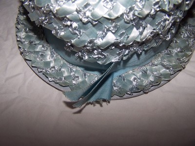 6199 VINTAGE Ladies Aqua Blue Straw Hat SUPER RARE USA Union#