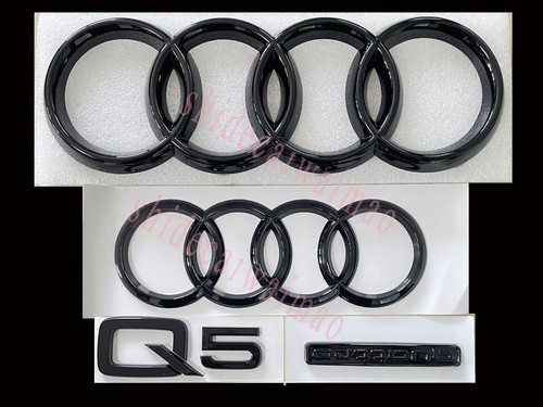 Audi エンブレムセット(Q5) Audi Q5 Emblem Gloss Black Front Rear Rings Quattro 2013
