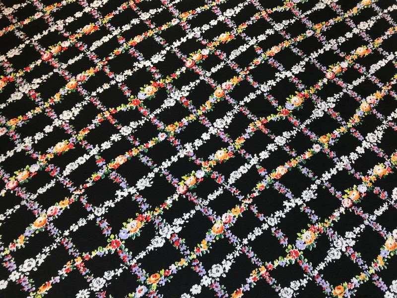 Ancien Tissu CrÃ¨Pe Fleuri  Larg 82 Cm X H 166 Cm, RÃ©F A513