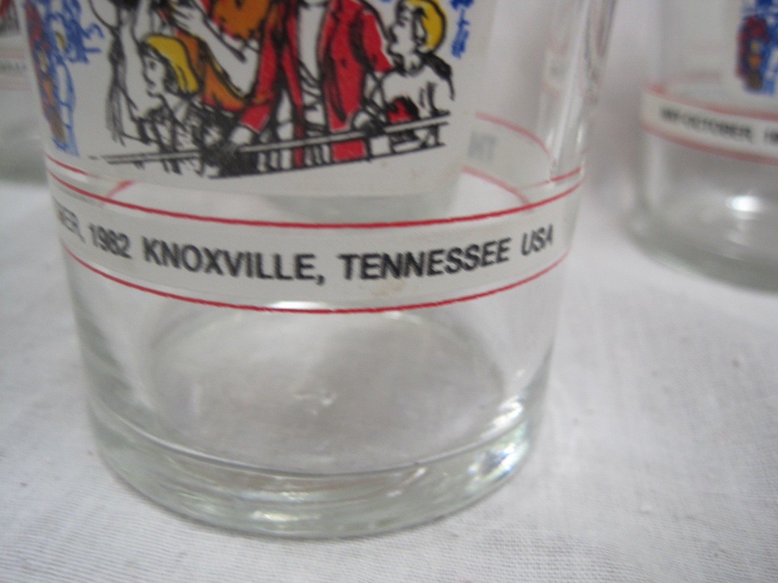 1982 Worlds Fair Commemoritive Glasses, Knoxville TN set of 4 (no.1)