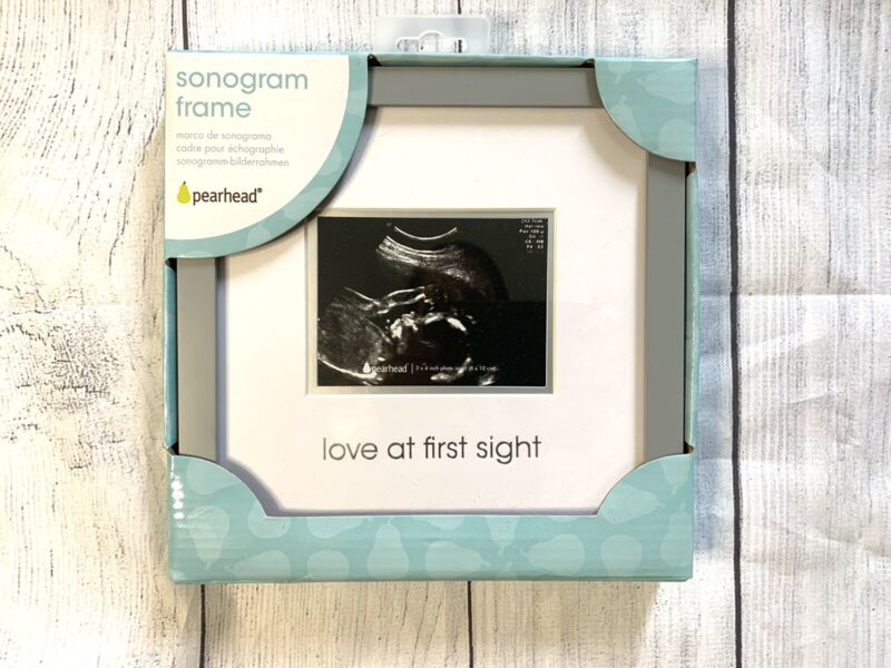 SONOGRAM FRAME Pearhead 3”x 4” Photo Insert - Gray Baby Shower Gifts Maternity 