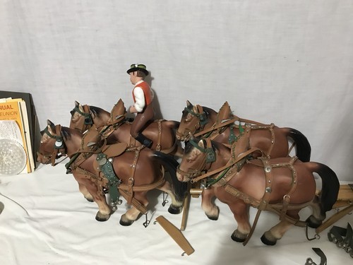 Rare 1920’s Lowenbrau Beer Advertising Horse Wagon Men Barrels