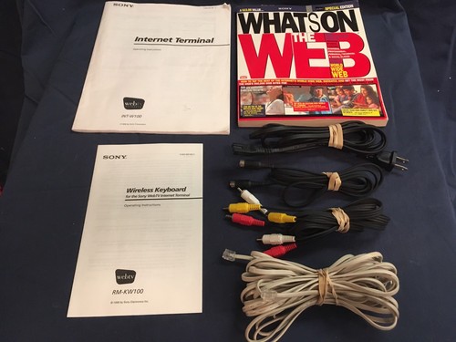 SONY WebTV Internet Terminal INT-W100 with Keyboard, Cables, Manual, WhatsOn Web