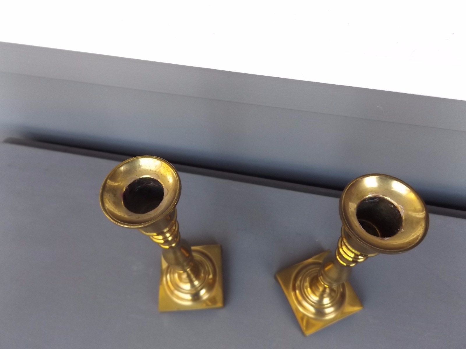 Vintage Pair Valsan Brass Taper Candlestick Holders Made in Portugal