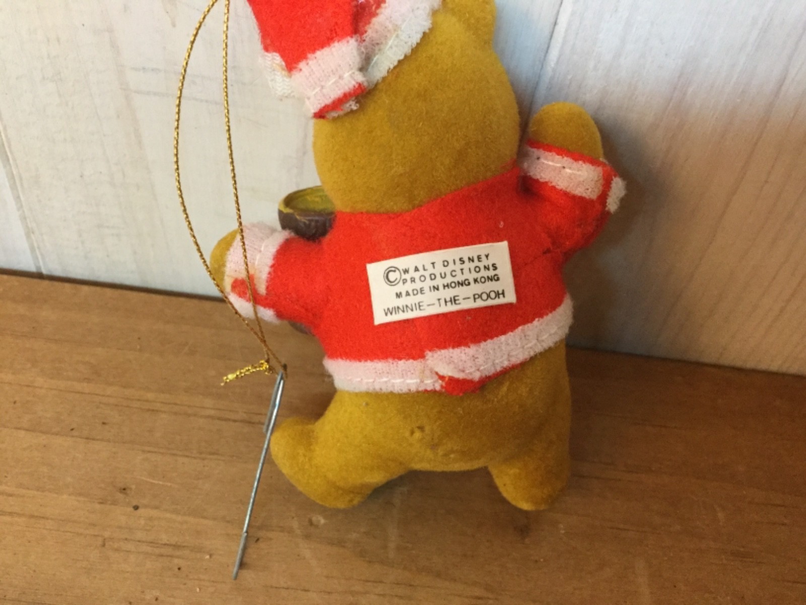 VINTAGE WALT DISNEY PRODUCTIONS WINNIE THE POOH  FLOCKED ORNAMENT HONG KONG