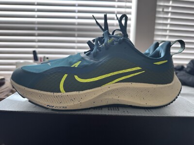 Nike Air Zoom Pegasus 37 Shield Midnight Turq/Volt Shoes CQ7935-300 Men's 10.5