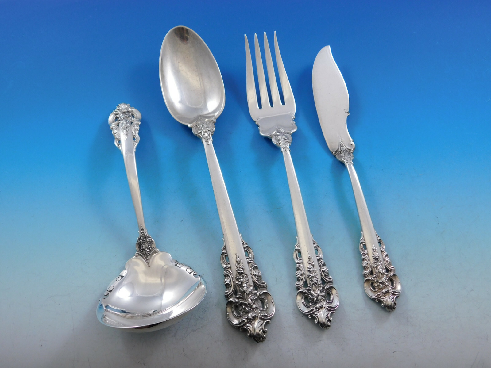 Grande Baroque by Wallace Sterling Silver Essential Serving Set Large 4piece eBay