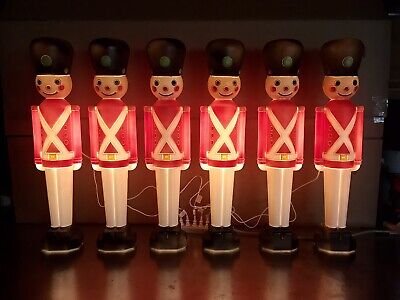 Blow Mold Toy Soldiers Light Up General Foam Christmas Decoration 30” Lot of 6