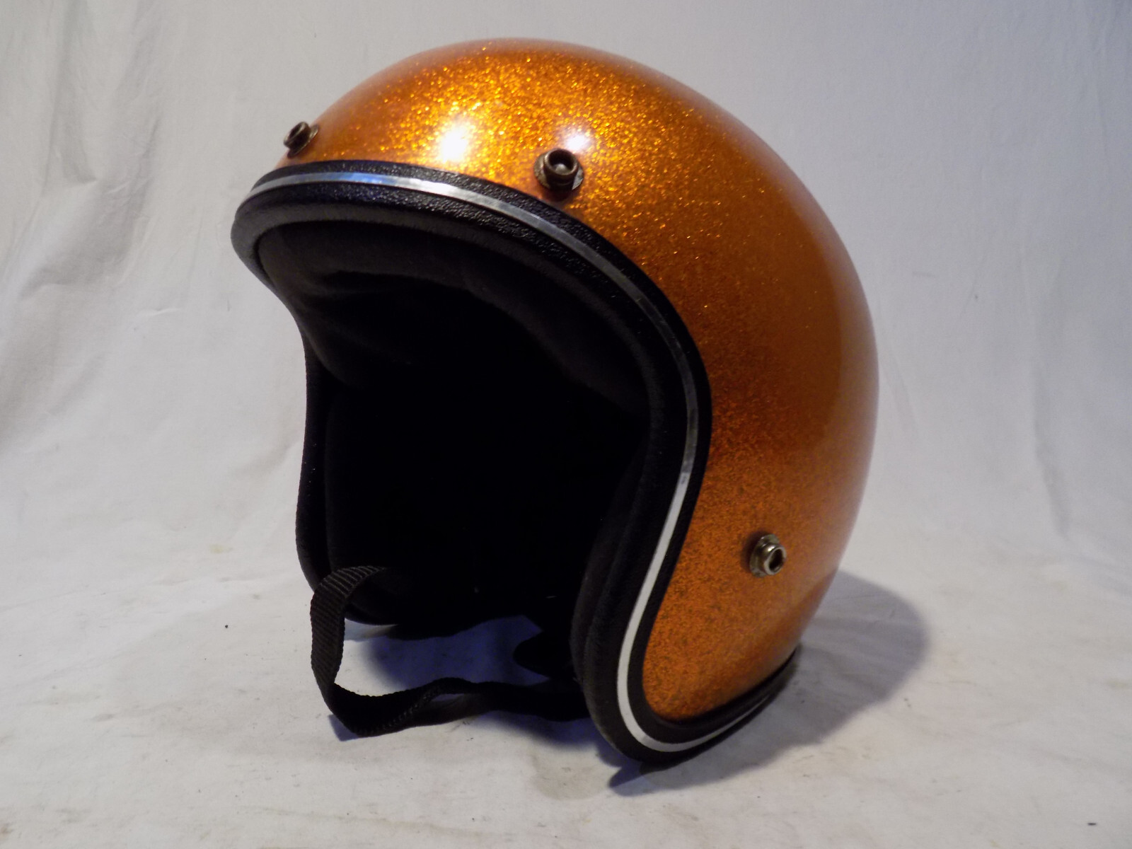 1970s ORANGE METALFLAKE MOTORCYCLE/SNOWMOBILE HELMET RUPP ARCTIC CAT HONDA CT70
