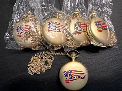 FIVE ''IN GOD WE TRUST'' US PATRIOTIC NOVELTY POCKET WATCHES B608