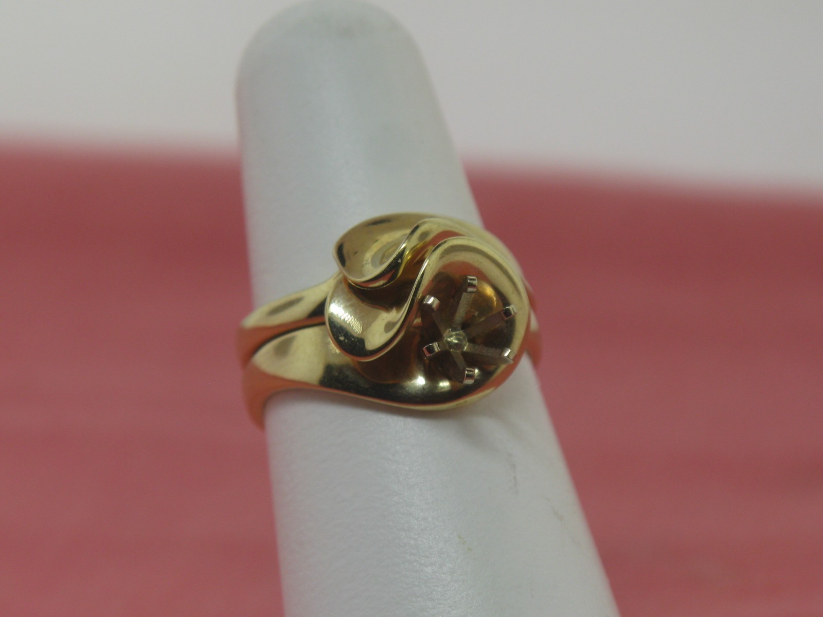 14K Yellow Gold Bridal Set (Engagement + Wedding Band) Holds ~1/2 CT Round Stone