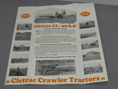 Vintage CLETRAC Crawler Tractor model 12 Twelve sales Brochure Cleveland Tractor