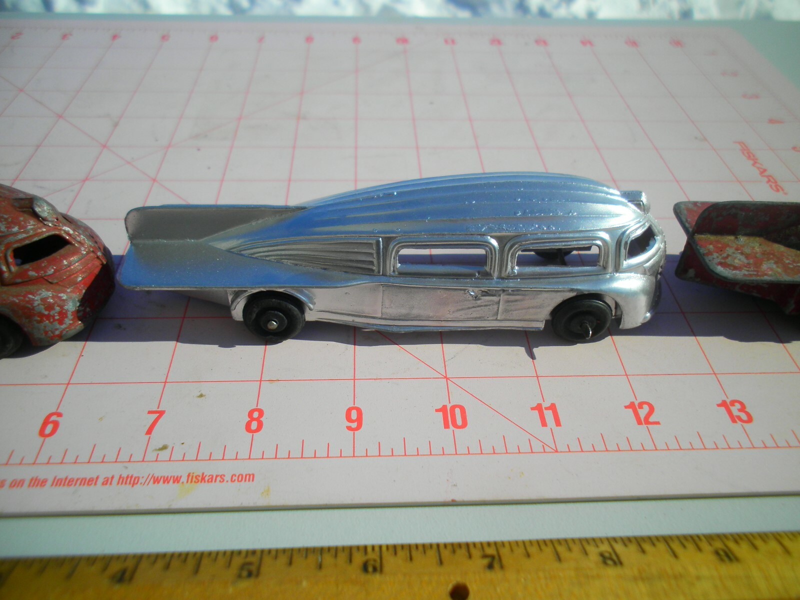 3 Vintage Diecast Manoil 706 Toy Art Deco Blimp Car Futuristic Rocket Zeppelin