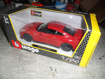 Burago 2017 Nissan GT-R Red 1/24 Italian Design Diecast Car in Box