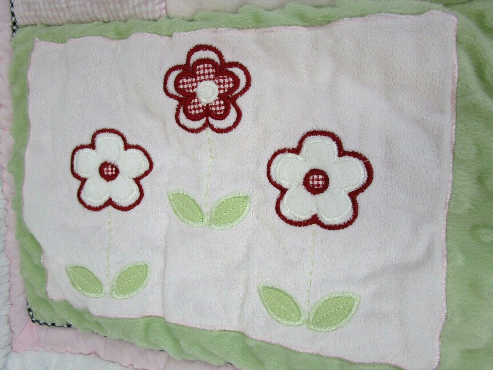 Kidsline Nursery 4 Pc Bed Set Comforter Curtains Bumper Pad Pink Green Insects