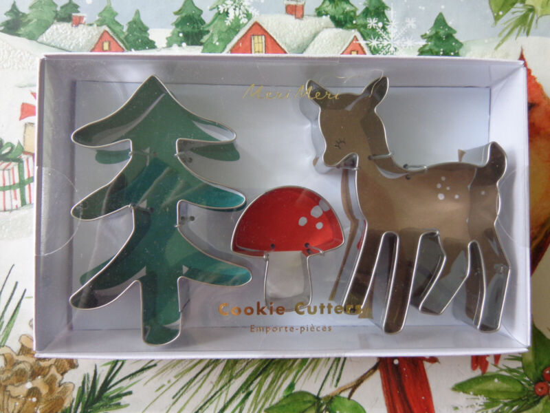 MERI MERI TREE, MUSHROOM & REINDEER Christmas Cookie Cutters set of 3