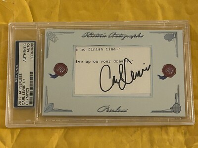 PSA DNA 2012 HA Historic Peerless Carl Lewis Auto 1/1 HOF Olympics Autograph
