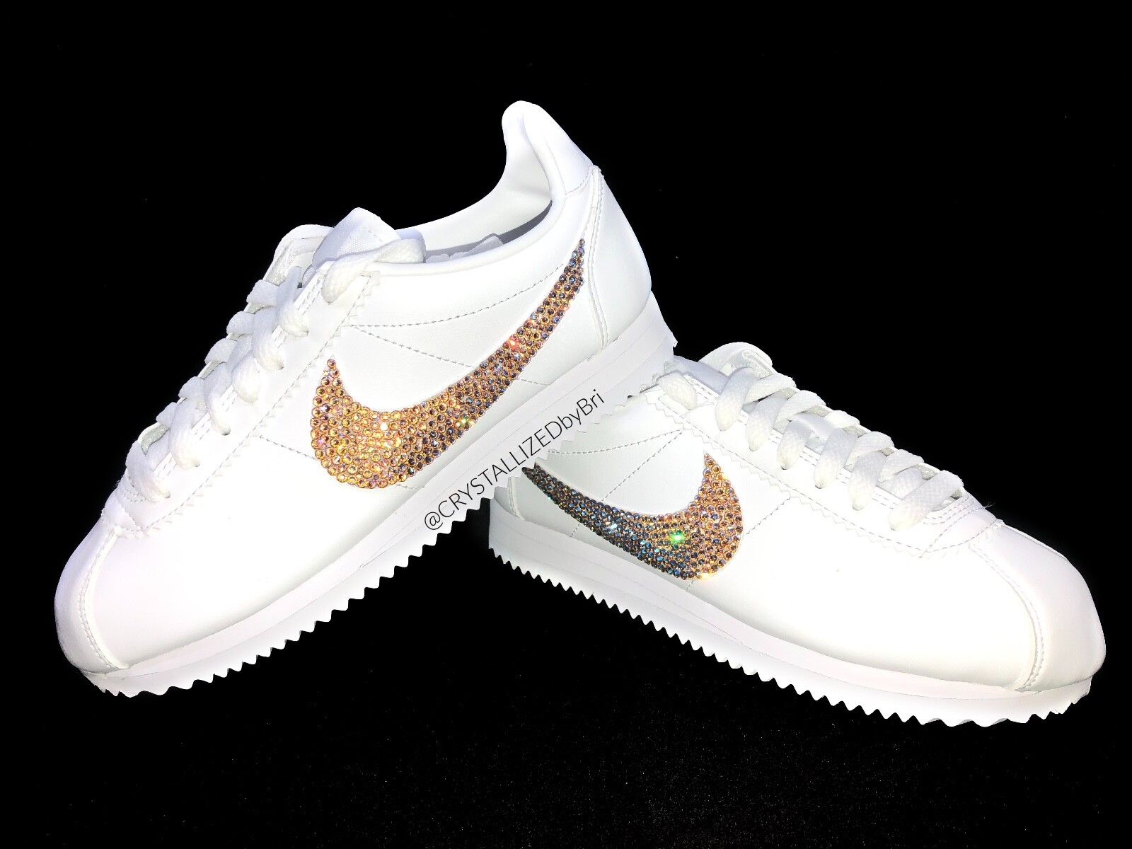 Pre-owned Nike Any Color Crystallized  Sneakers Women Crystals Rose Gold Bling