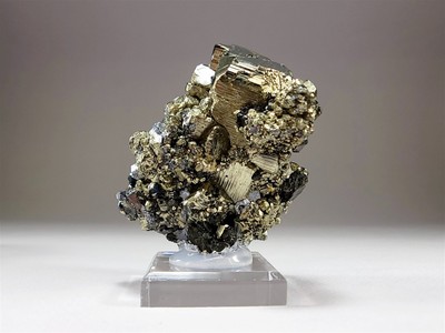 Super Brilliant Pyrite Crystal Cluster with Silver Galena & Minor Sphalerite