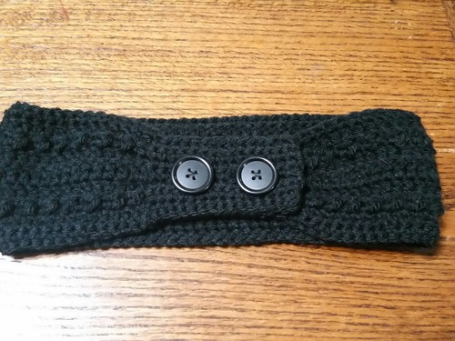 Handmade Ear warmer, headband, crochet, very soft and warm. Black