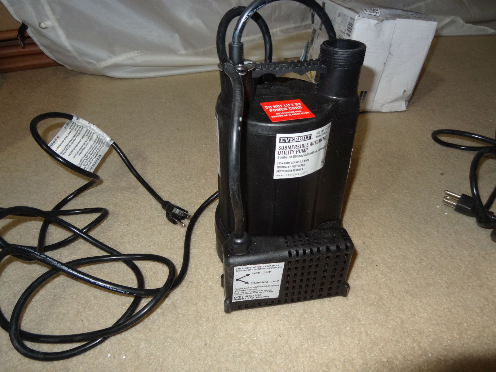 Everbilt EBAU33 Automatic Shutoff Utility Pump,Portable water removal