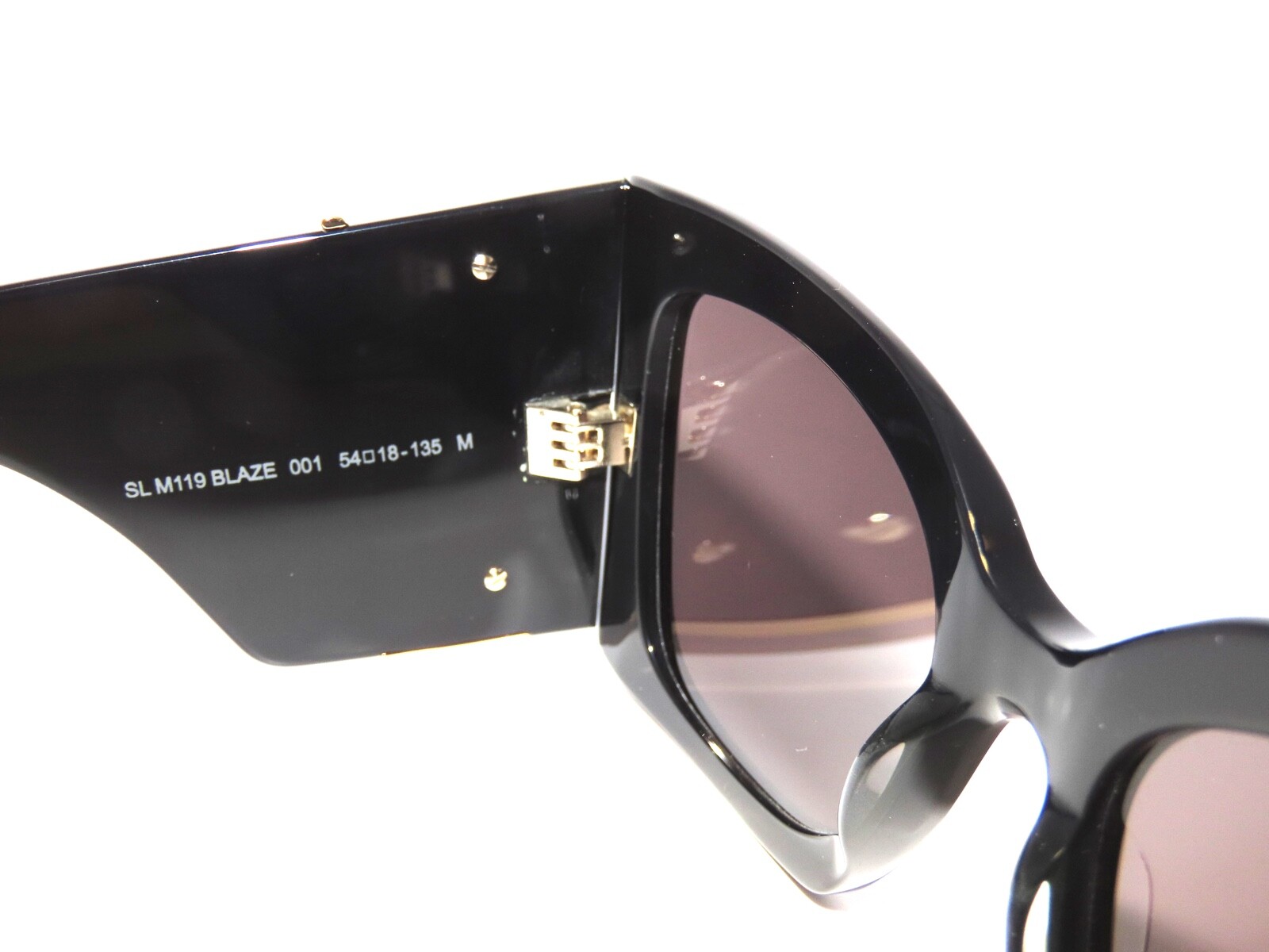 Pre-owned Saint Laurent Blaze Sl M119 119 001 Black Gray Sunglasses