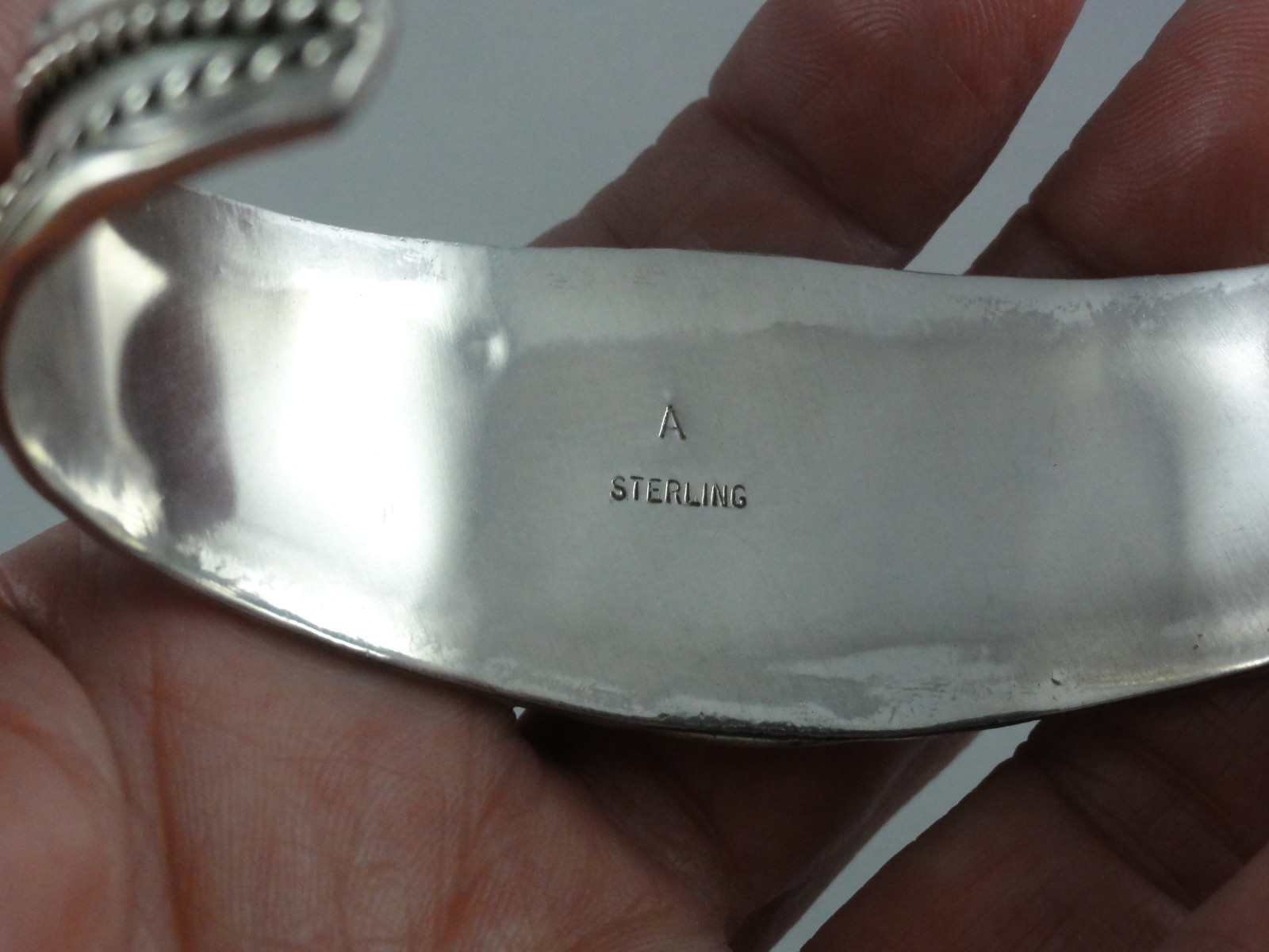 Estate Signed A Sterling Silver Turquoise Nugget Cuff Bracelet Southwestern