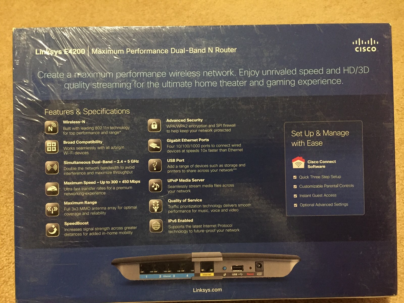 LINKSYS E4200 MAXIMUM PERFORMANCE DUAL-BAND N ROUTER