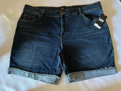 Women's Lee Mid rise Blue Denim Bermuda Shorts Size 26W | eBay