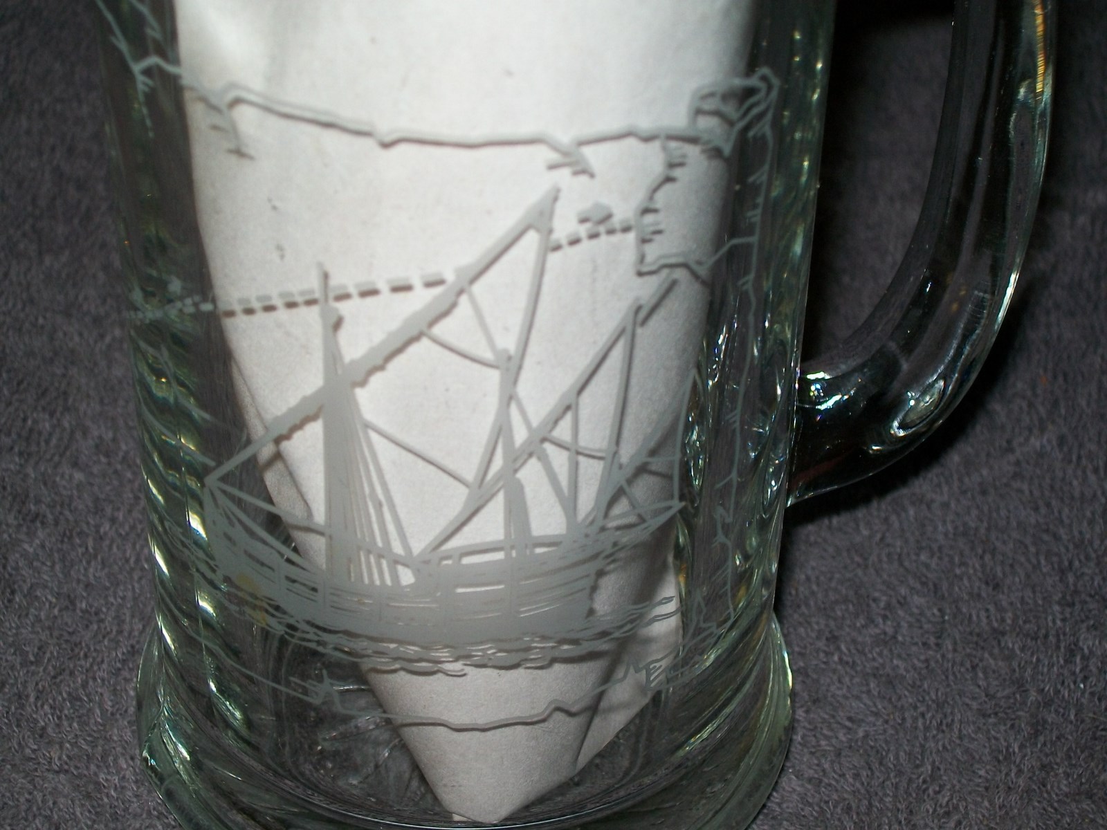 VINTAGE SANTA MARIA & THE NINA ETCHED BEER STEINS / NAUTICAL STEINS