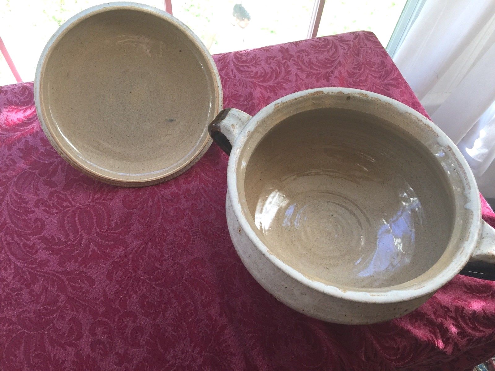 Studio Pottery large  Covered  brown and biege Cassarole