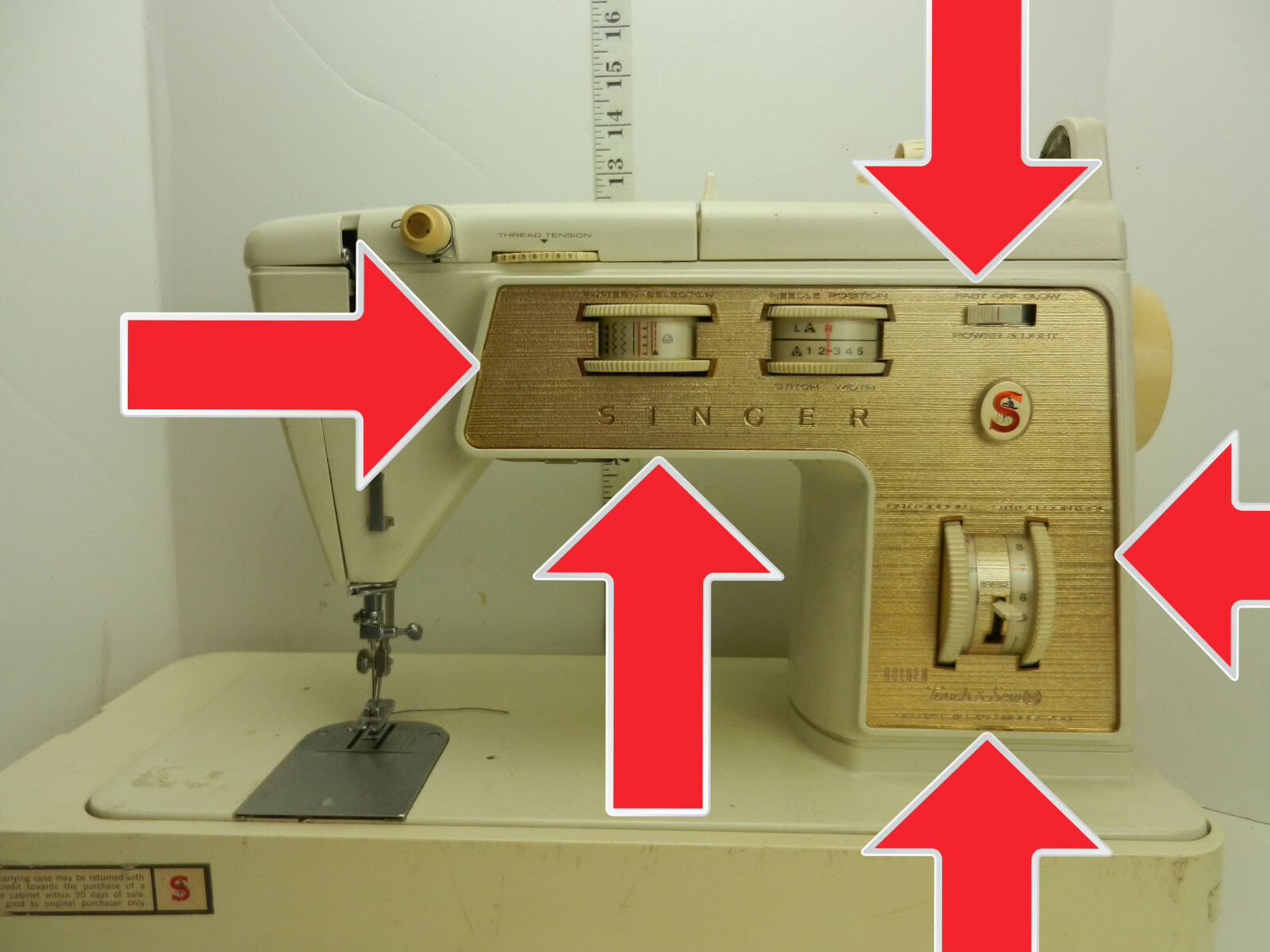 FRONT BEZEL w/screw - PART ONLY Singer Golden Touch & Sew