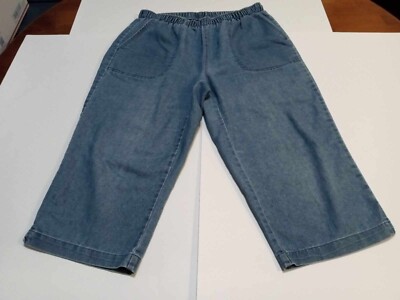 White Stag Womens Light Weight Elastic Waist Blue Capris Sz S (4-6)