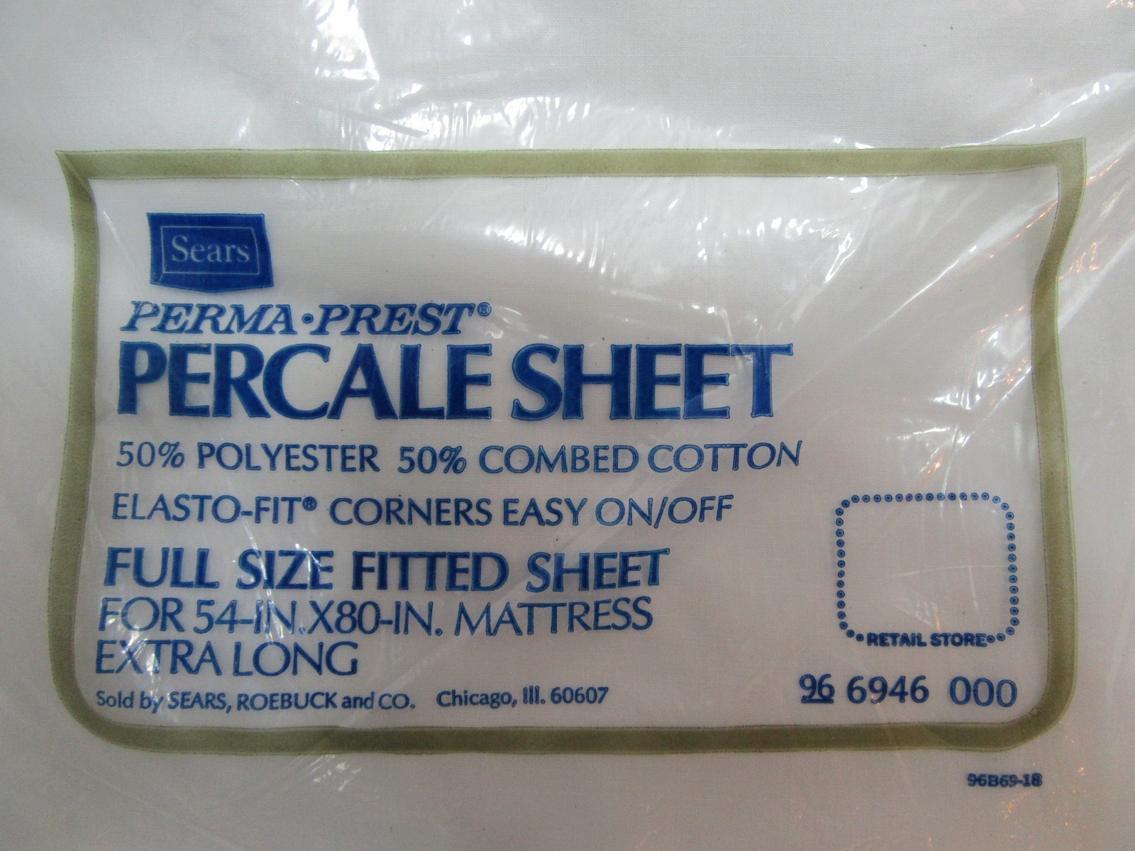 1  White Full Size Percale Fitted Sheet 54x80  Sears