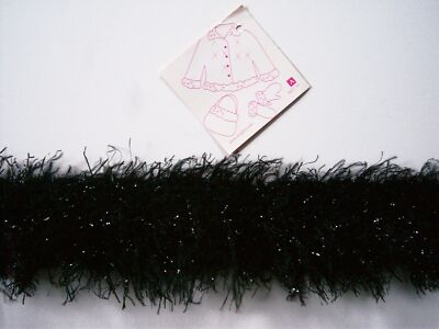 3 Yds. Wrights Black/Black Metallic 2'' Fancy Eyelash Edging Trim Cuffs, Gloves