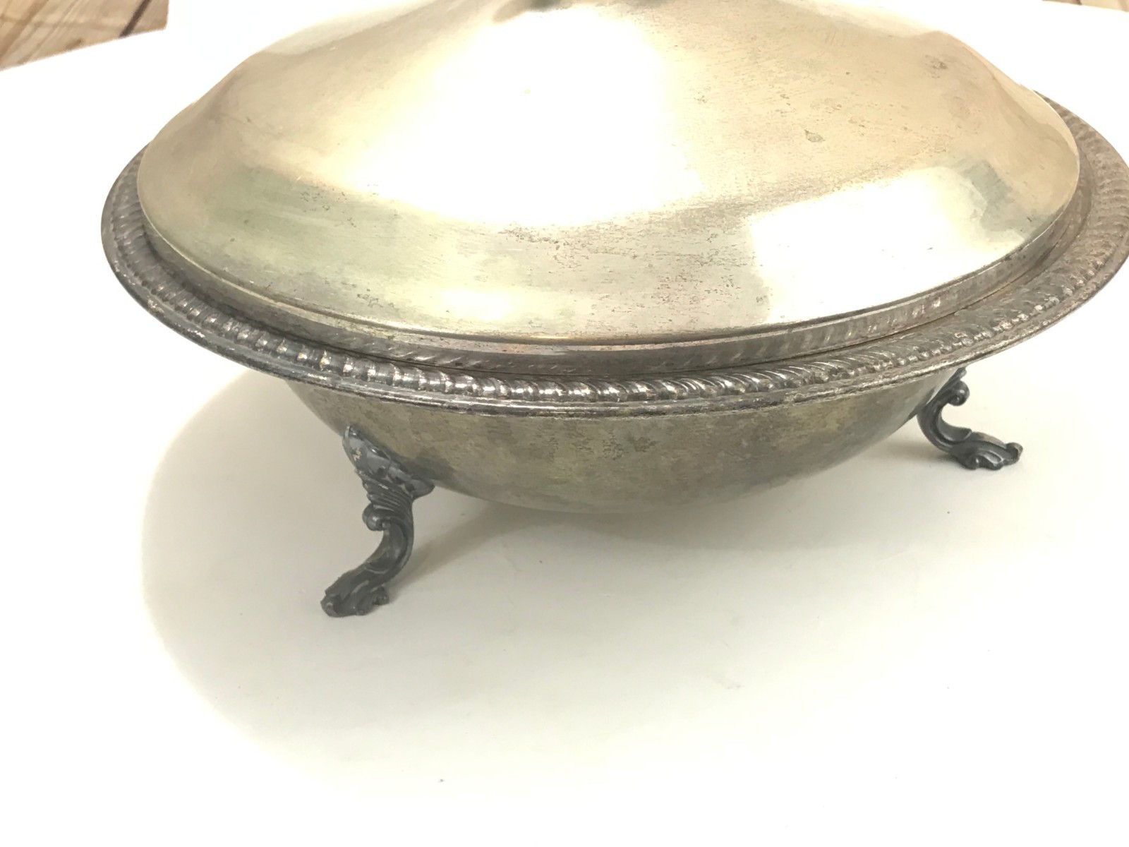 F B Rogers Silver Company Silverplated 1358 3 Footed Serving Bowl with Lid 13