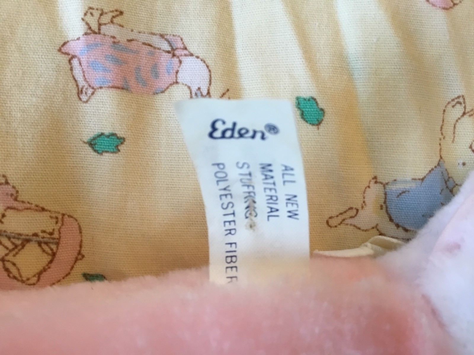 Fitted Beatrix Potter PETER RABBIT Yellow Crib Sheet EUC EDEN plush rattle